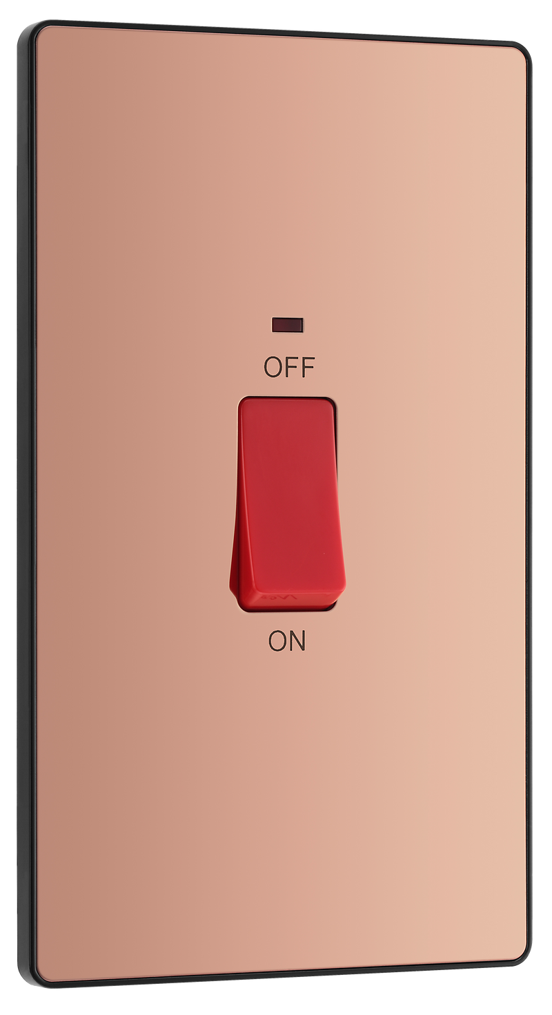 BG Electrical Evolve Polished Copper - 45A, double pole, large plate, with indicator