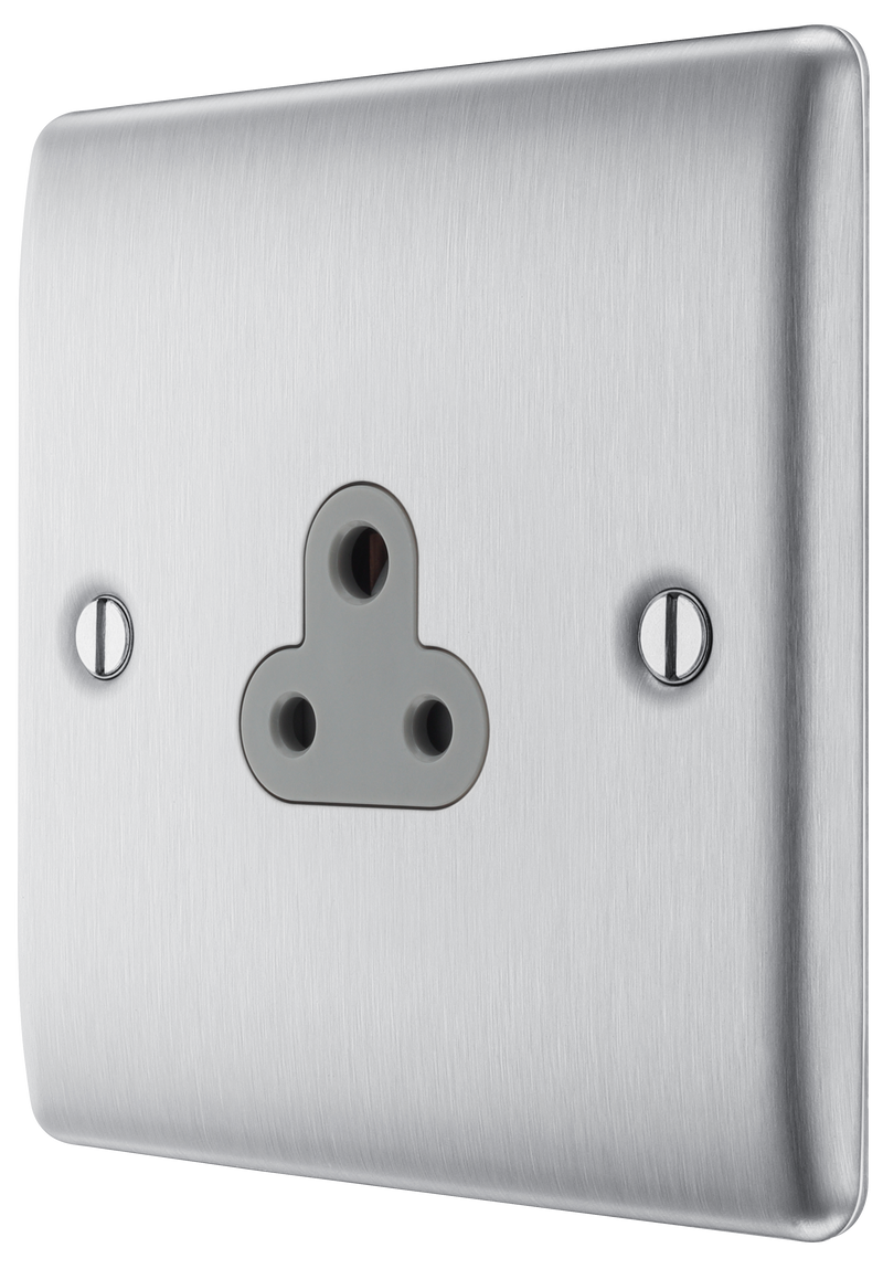 BG Electrical Nexus Metal Brushed Steel - 2A, single, unswitched, round pin