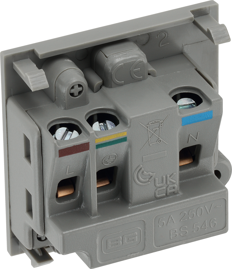 BG Electrical Euro Module - 5A round pin, unswitched socket