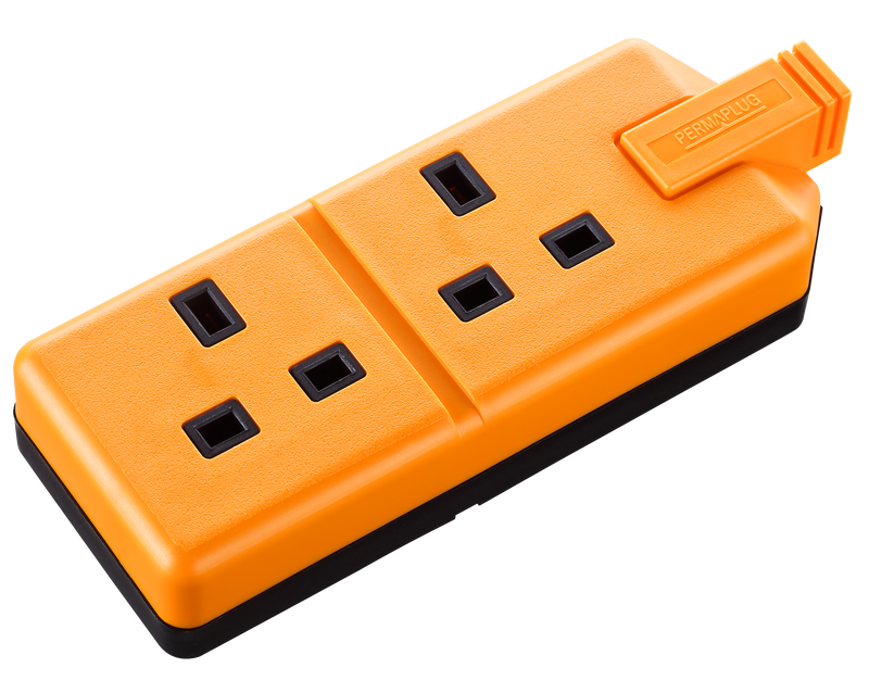 Masterplug Basic - 2 Sockets, 13A, Orange