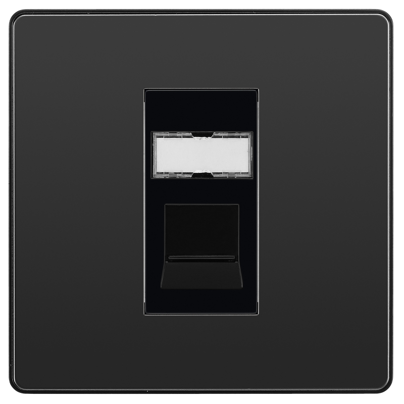 BG Electrical Evolve Black Chrome - Single, RJ45 telephone socket