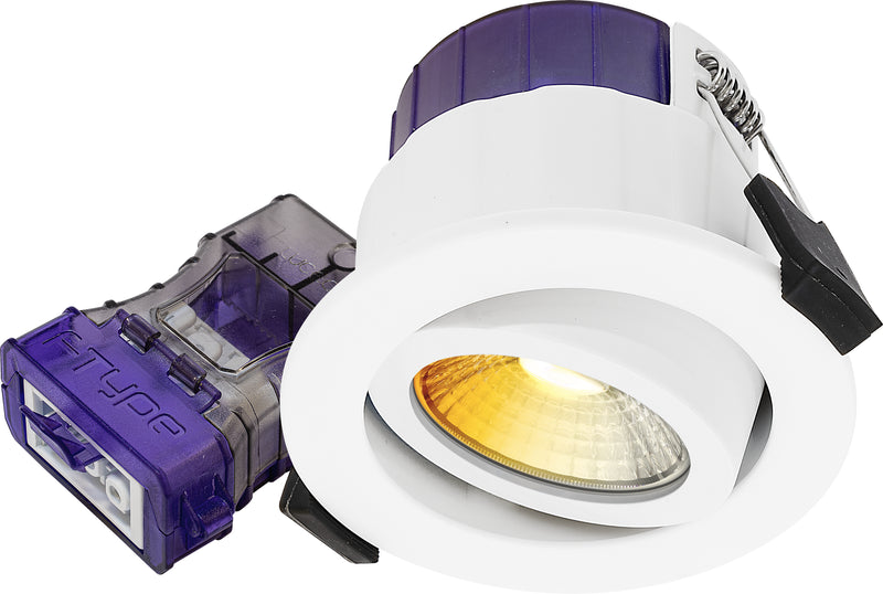 Luceco Ftype Ultra - FType Ultra Fire Rated Downlight 4W/6W 690lm Power Change & CCT Change 3000K / 4000K Dim2Warm IP20 White - Adjustable