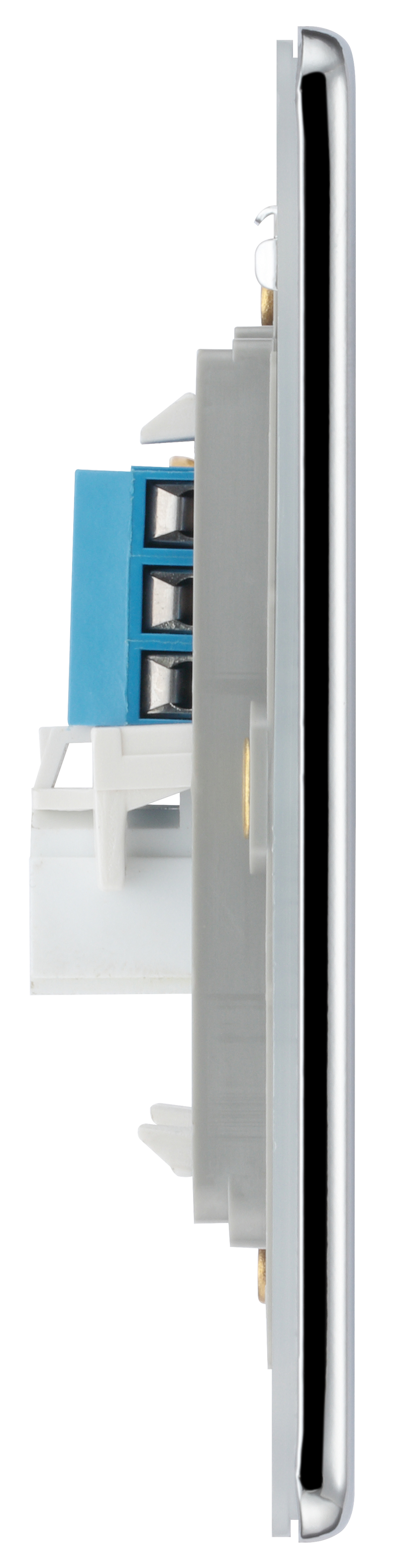 BG Electrical Flatplate Screwless Polished Chrome - Double, telephone socket, secondary