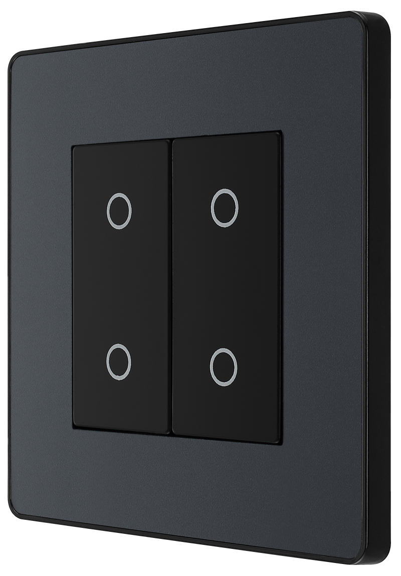 BG Electrical Evolve Matt Grey - Double, 2 way touch, 200W, master