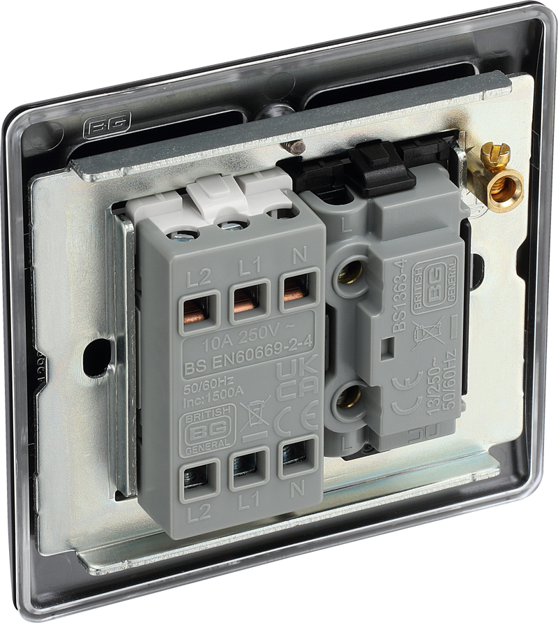 BG Electrical Nexus Metal Matt Black - 3 pole fan isolator, fused