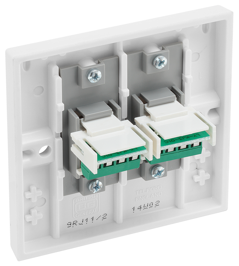 BG Electrical 900 Series - Double, RJ11 telephone socket (screw)