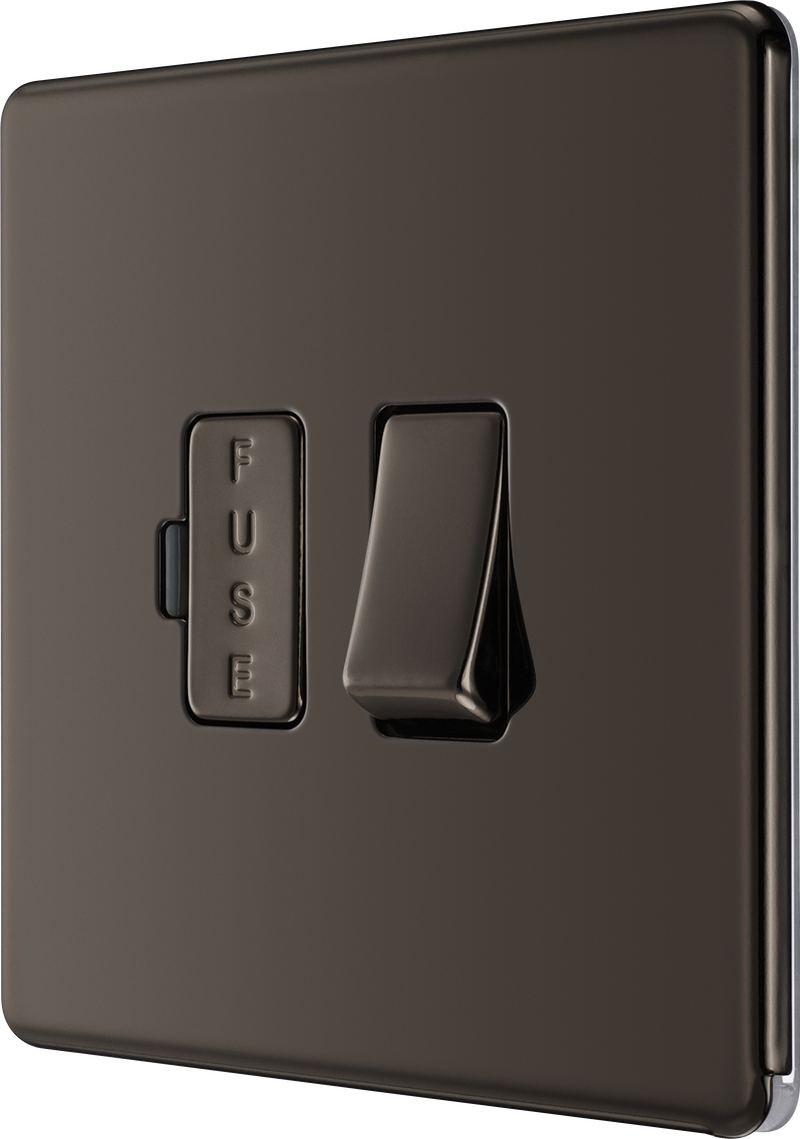 BG Electrical Flatplate Screwless Black Nickel - Switched and fused