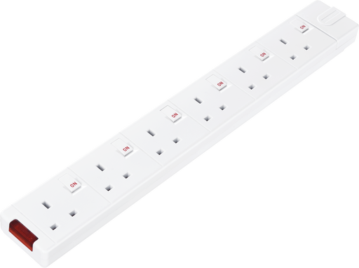 Masterplug Switched - 6 Sockets, 13A, White