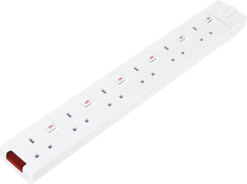 Masterplug Switched - 6 Sockets, 13A, White
