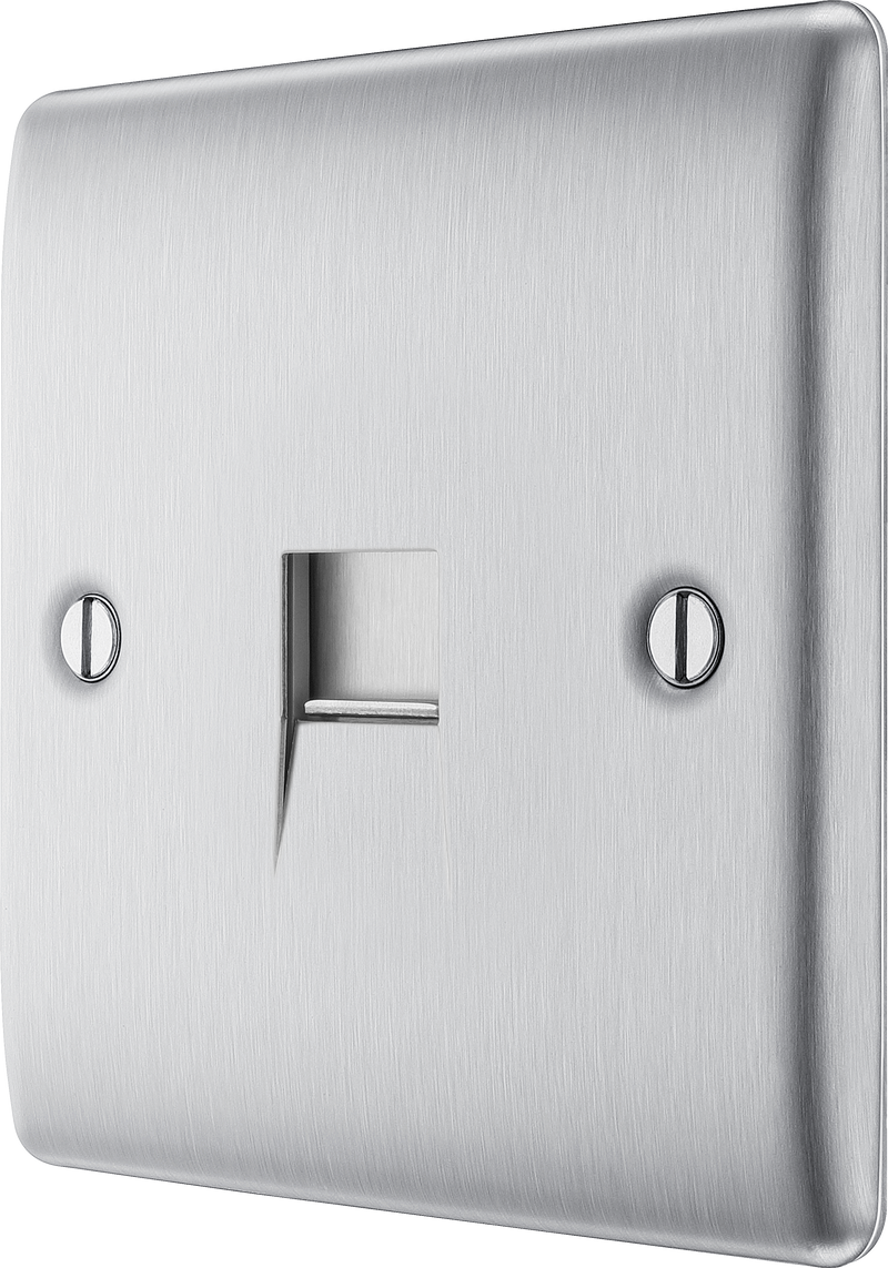 BG Electrical Nexus Metal Brushed Steel - Single, telephone socket, secondary