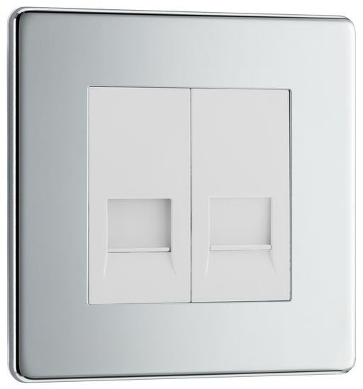 BG Electrical Flatplate Screwless Polished Chrome - Double, telephone socket, secondary