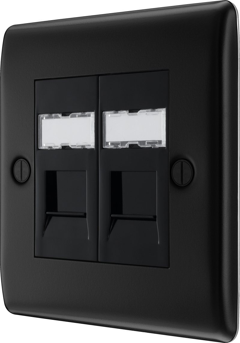 BG Electrical Nexus Metal Matt Black - Double, RJ45 data socket