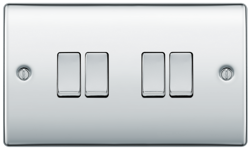 BG Electrical Nexus Metal Polished Chrome - Quadruple, 2 way switch