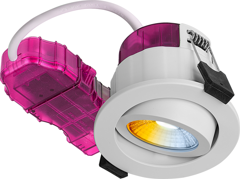 Luceco Elite - FType Elite Fire Rated Downlight 4W/6W 690lm Power Change with 4Colour CCT 2700, 3000, 4000K, 6000K Dimmable IP65 White - Adjustable