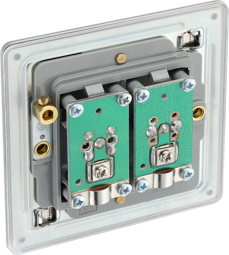 BG Electrical Flatplate Screwless Brushed Steel - Double, satellite and co-axial