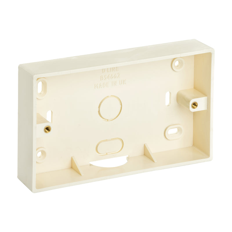 D-Line Trunking - Twin Surface Box, Magnolia - 28mm depth