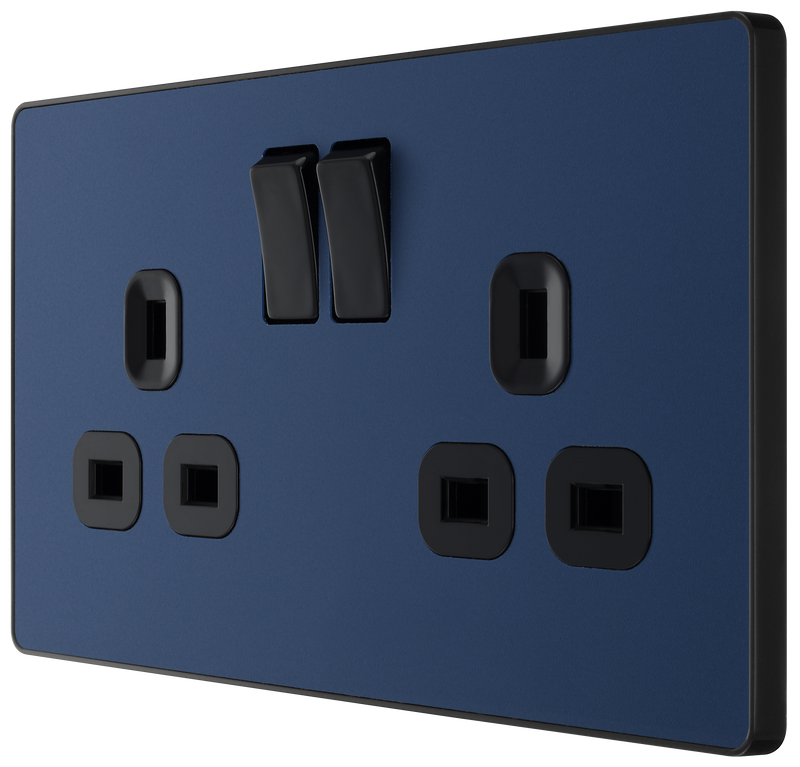 BG Electrical Evolve Matt Blue - Double, switched, single pole