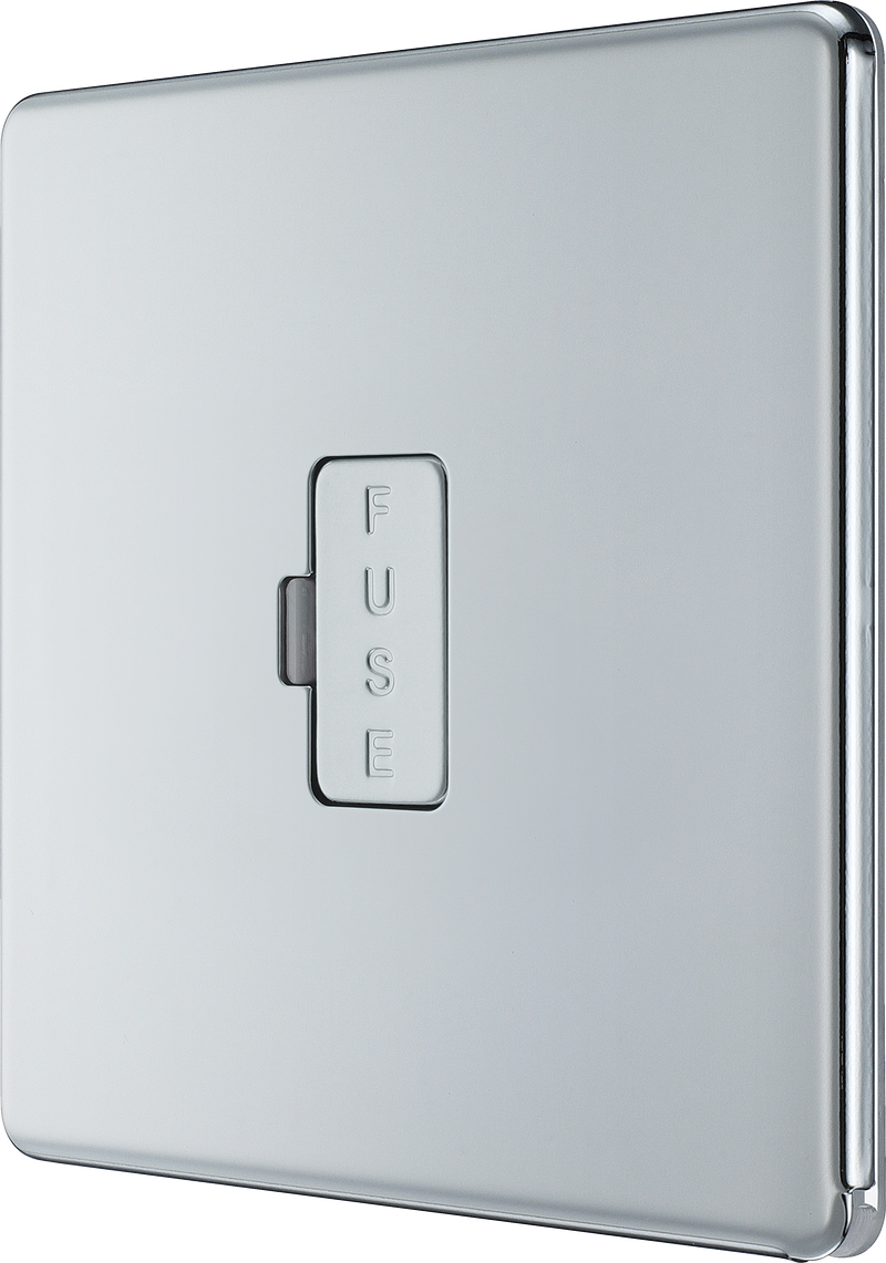 BG Electrical Flatplate Screwless Polished Chrome - Unswitched and fused
