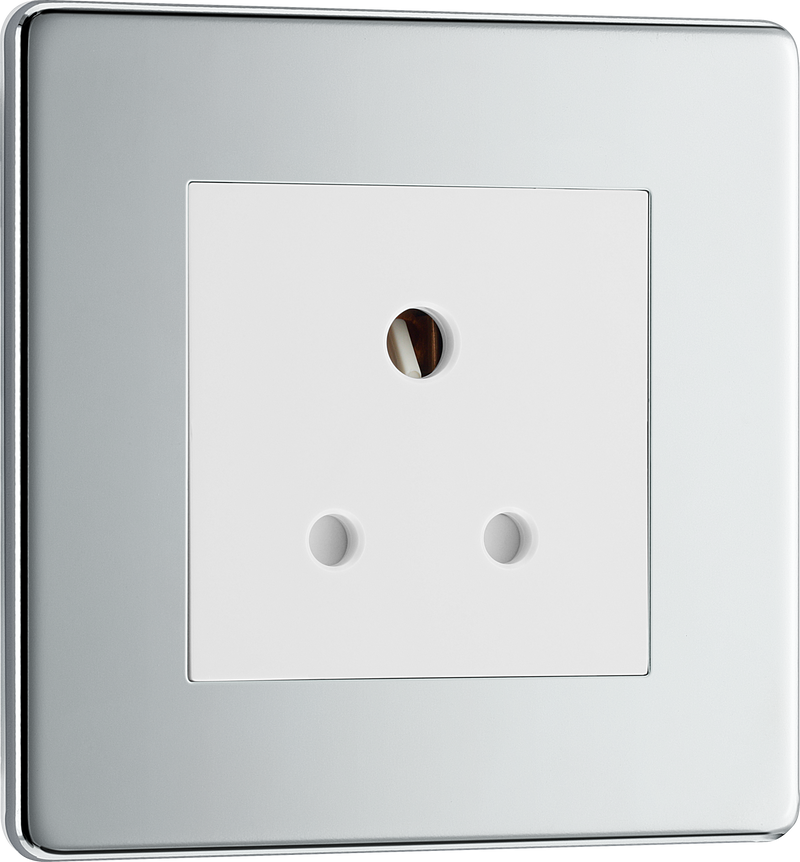 BG Electrical Flatplate Screwless Polished Chrome - 5A, single, unswitched, round pin