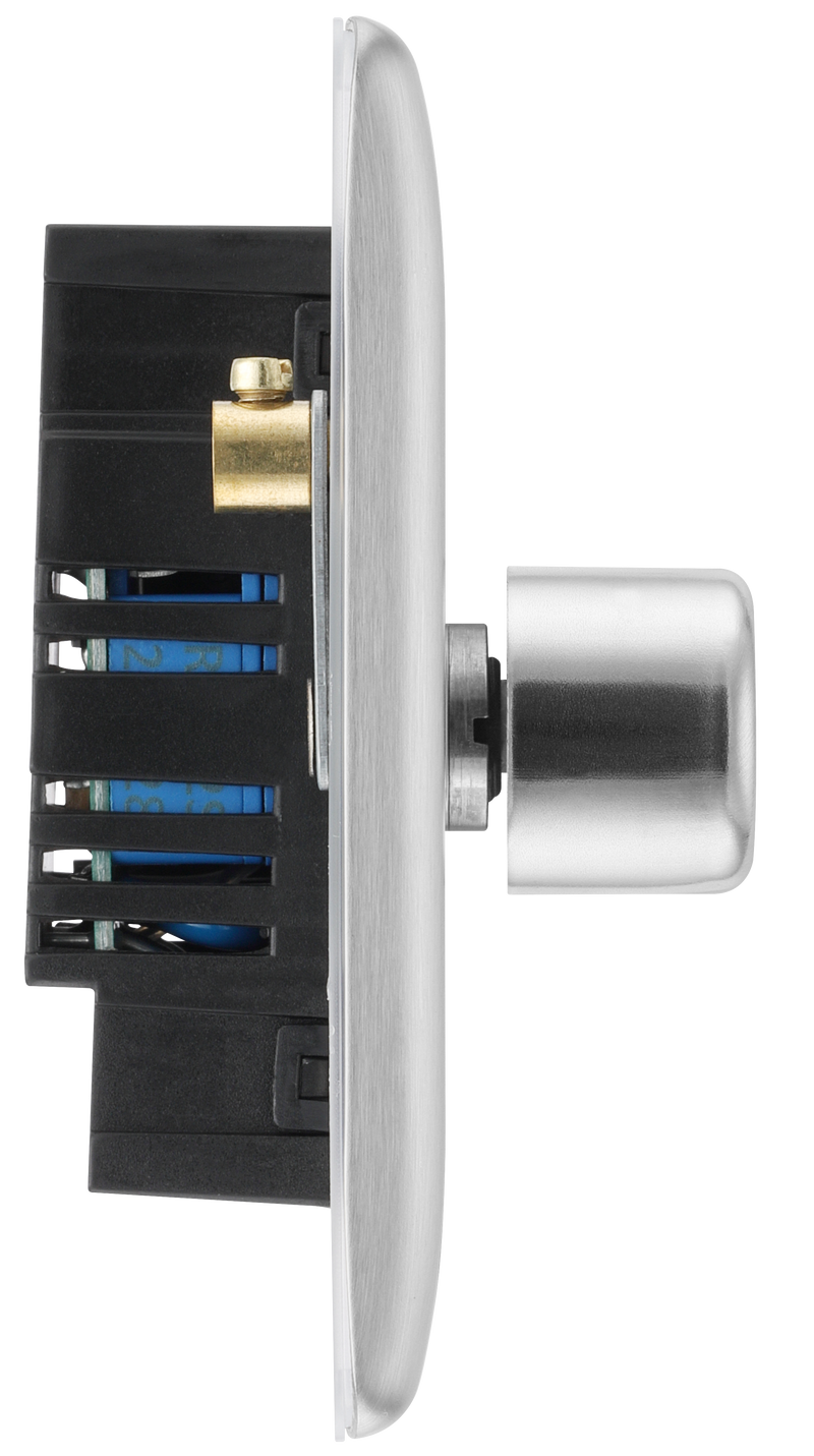 BG Electrical Nexus Metal Brushed Steel - Single, 2 way push 200W