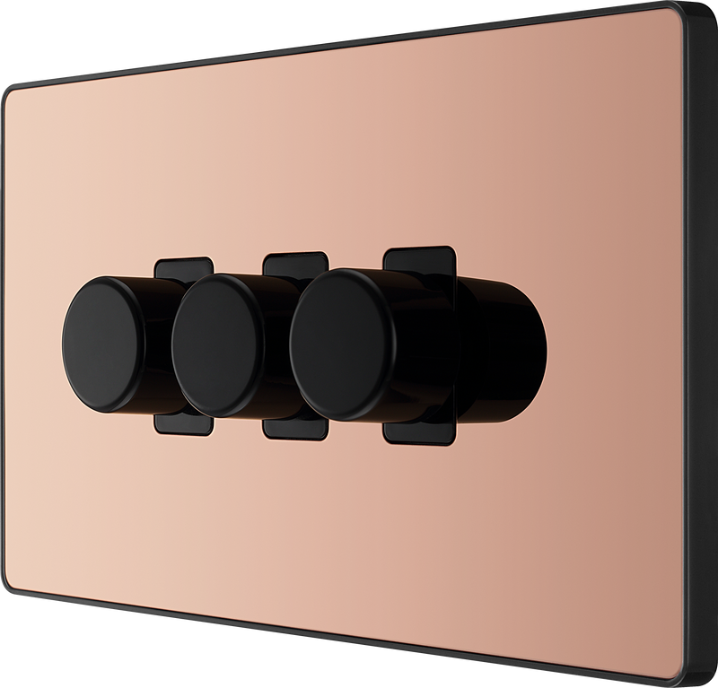 BG Electrical Evolve Polished Copper - Triple, 2 way push 200W