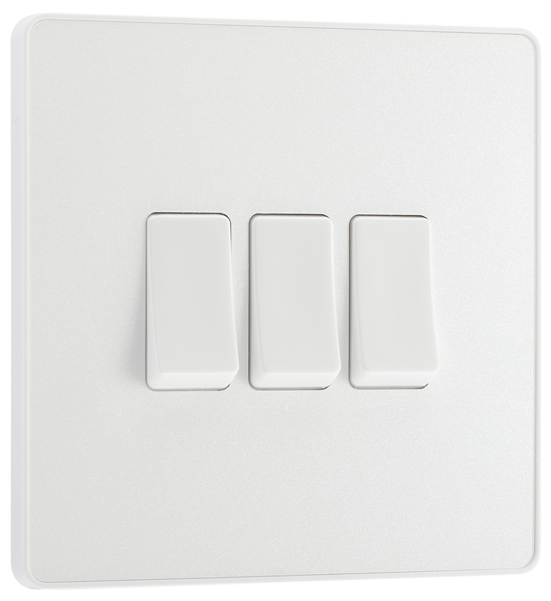 BG Electrical Evolve Pearlescent White - Triple, 2 way switch