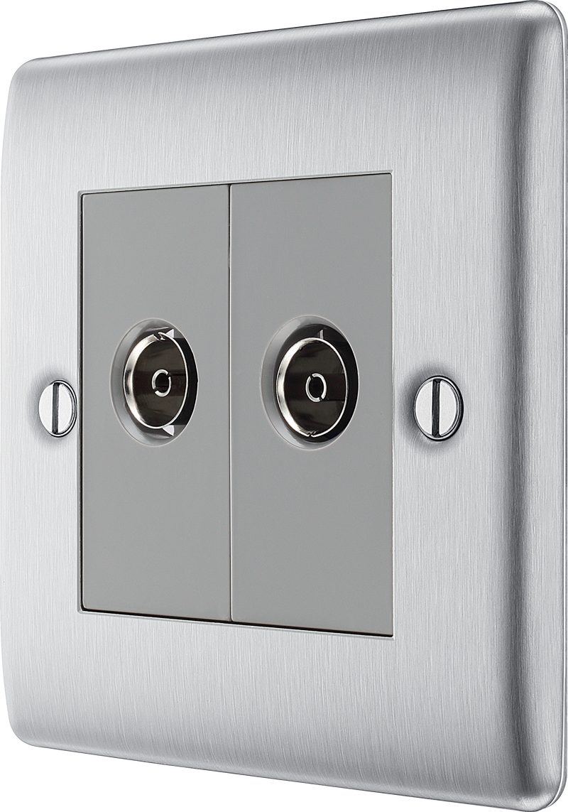 BG Electrical Nexus Metal Brushed Steel - Double, co-axial