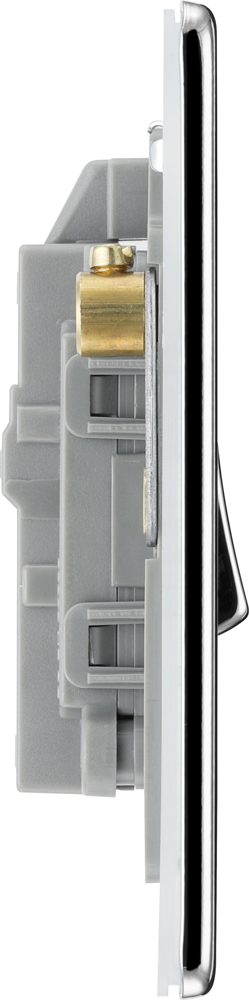 BG Electrical Flatplate Screwless Polished Chrome - 20A, double pole, with indicator