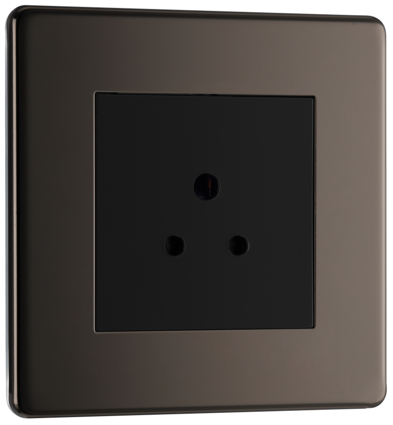 BG Electrical Flatplate Screwless Black Nickel - 2A single, unswitched, round pin