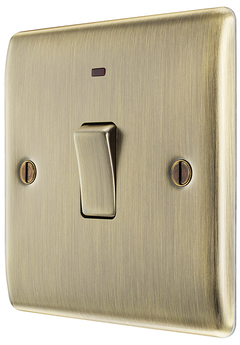 BG Electrical Nexus Metal Antique Brass - 20A, double pole, with indicator
