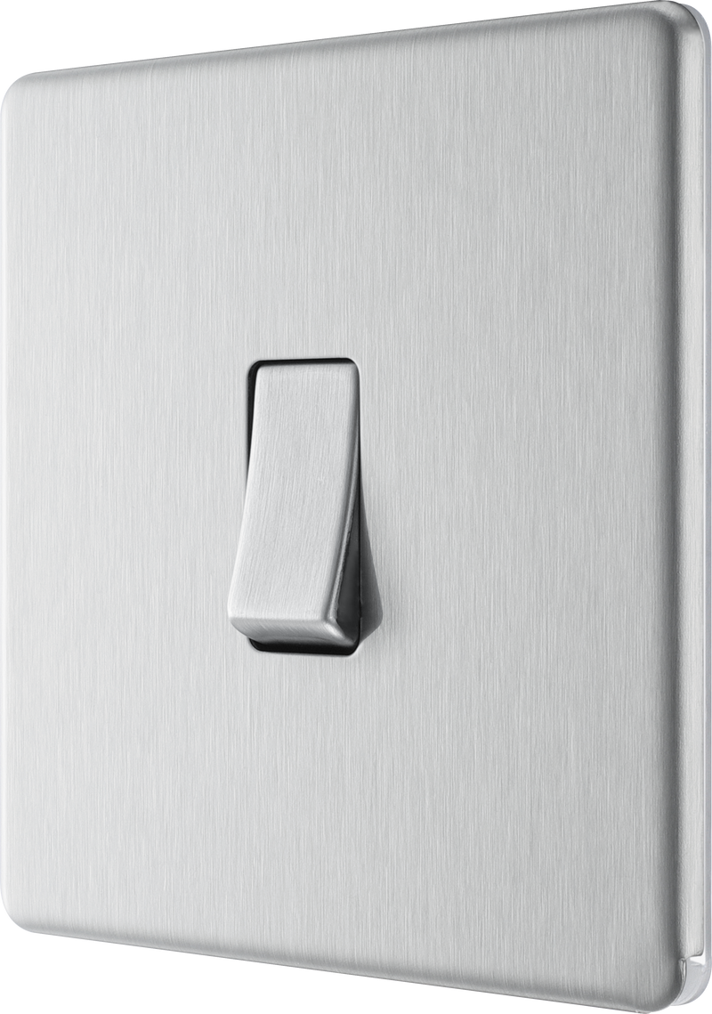 BG Electrical Flatplate Screwless Brushed Steel - Intermediate switch