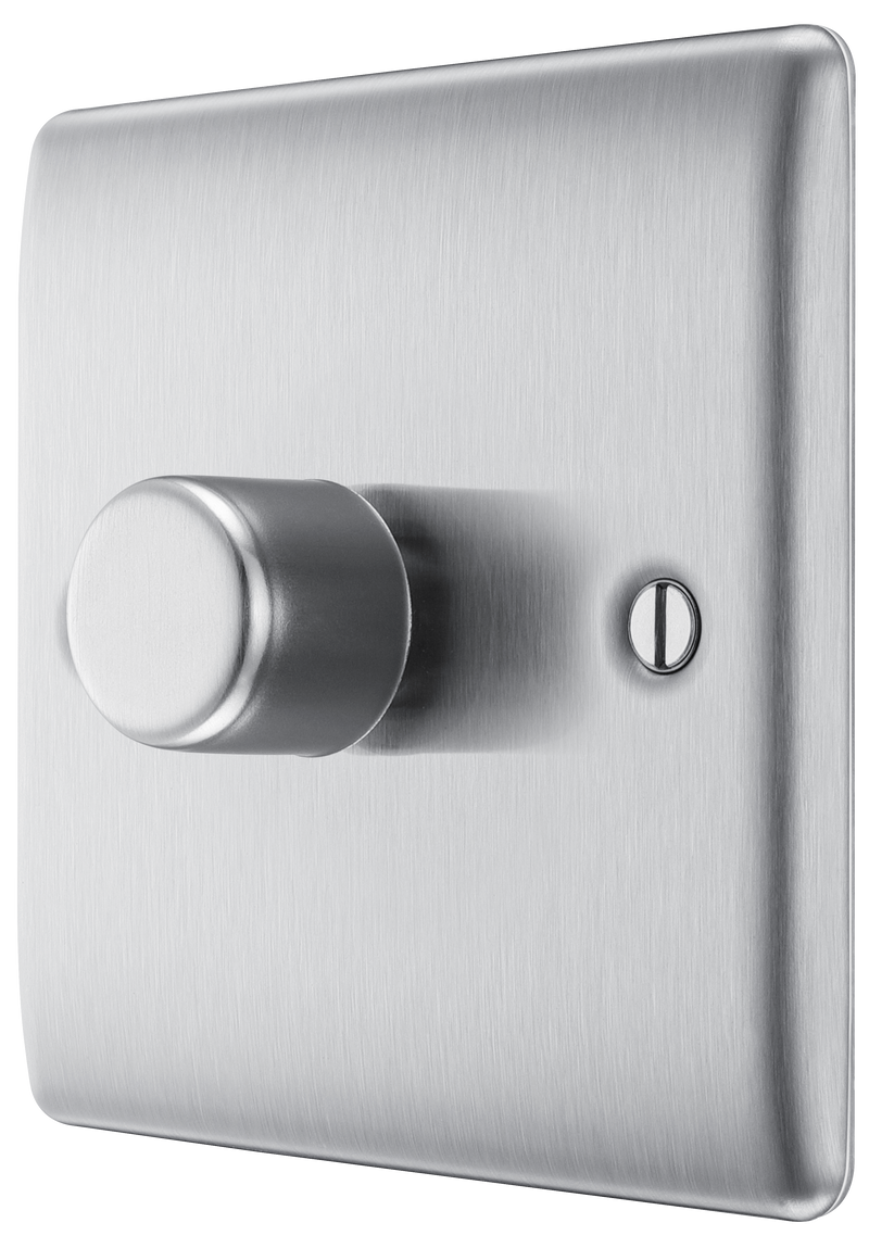 BG Electrical Nexus Metal Brushed Steel - Single, 2 way push 200W