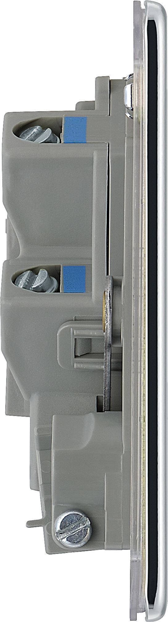 BG Electrical Flatplate Screwless Polished Chrome - Unswitched and fused with flex outlet