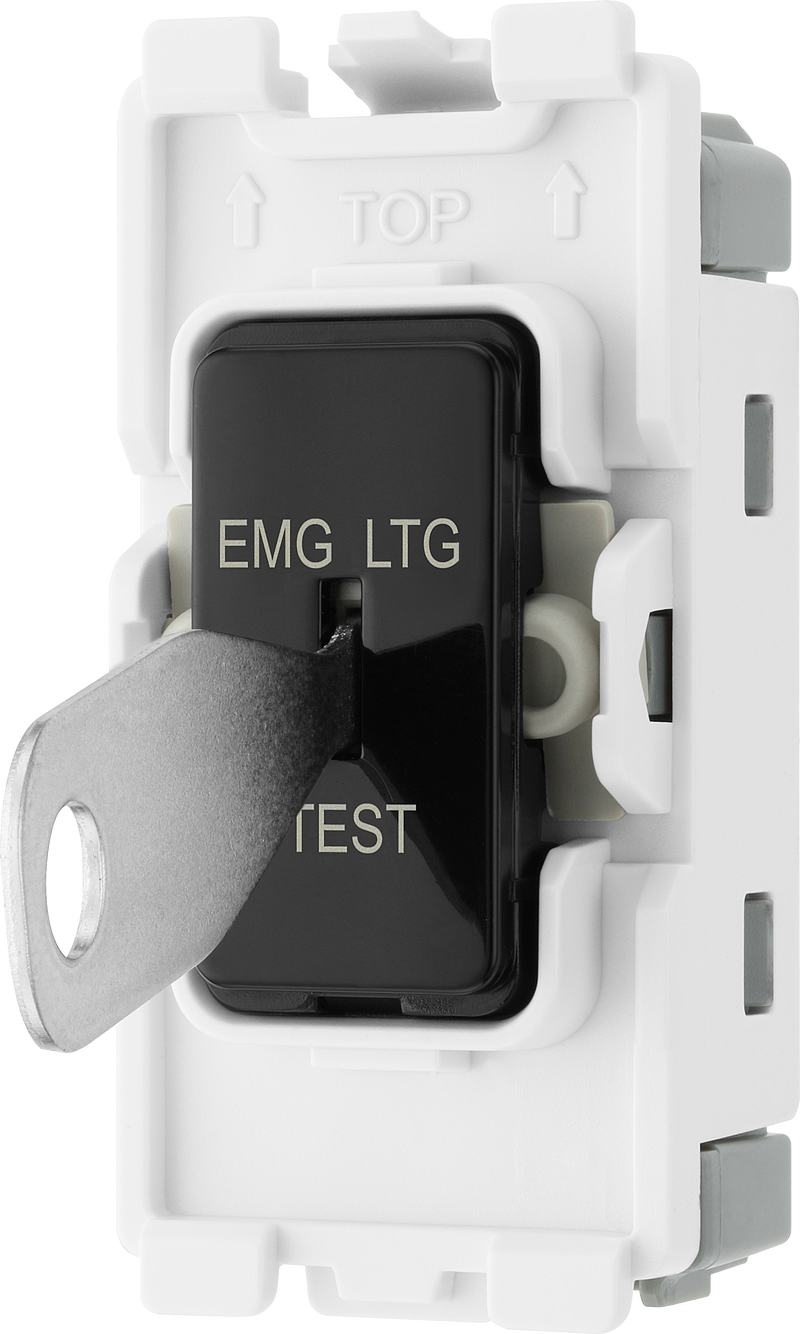 BG Electrical Grid - 2 way, single pole, printed EMG LTG TEST (EVOLVE BLACK)