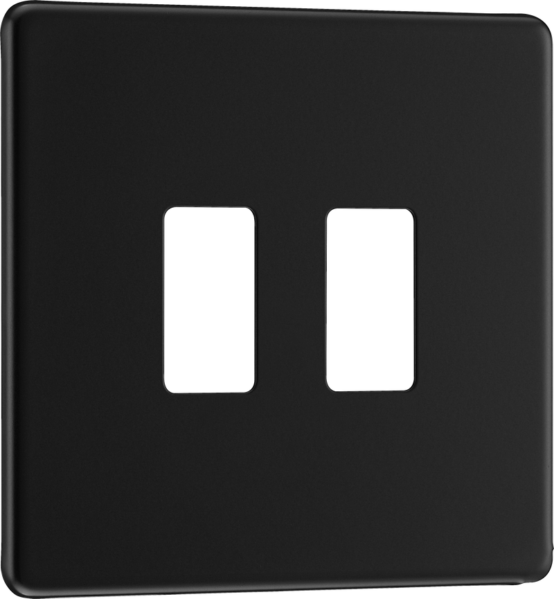 BG Electrical Flatplate Screwless Matt Black - 2 module - square