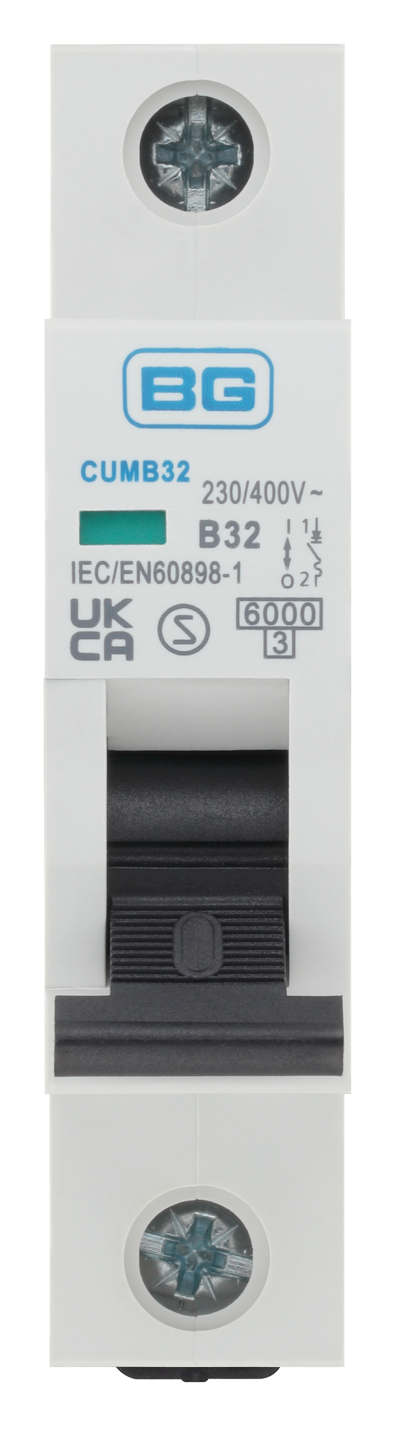 BG Circuit Protection MCB - Bidirectional 32A, B Curve, MCB, Single Pole, 6kA,1 module