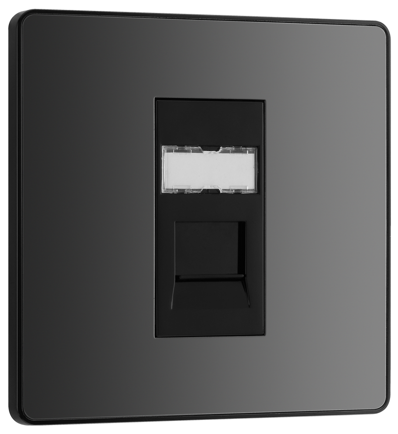 BG Electrical Evolve Black Chrome - Single, RJ45 telephone socket