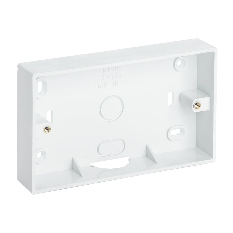 D-Line Trunking - Twin Surface Box, White - 28mm depth, Round Corner