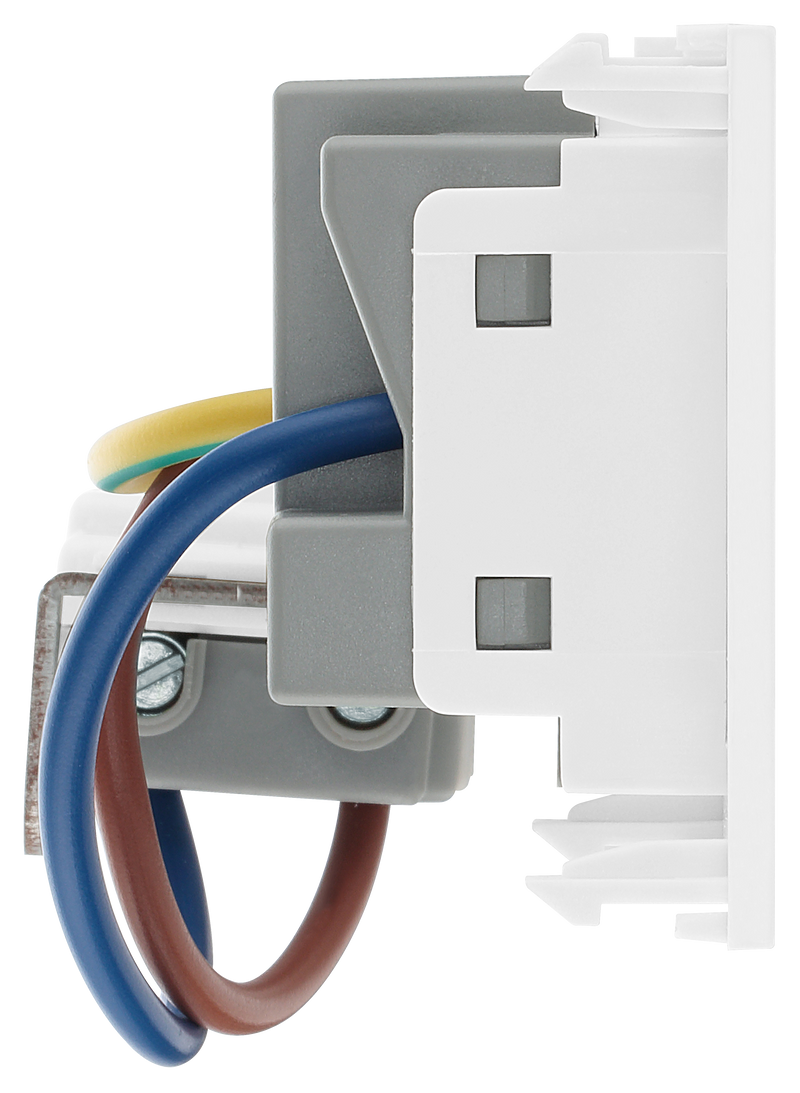 BG Electrical Euro Module - 13A double pole, key controlled socket