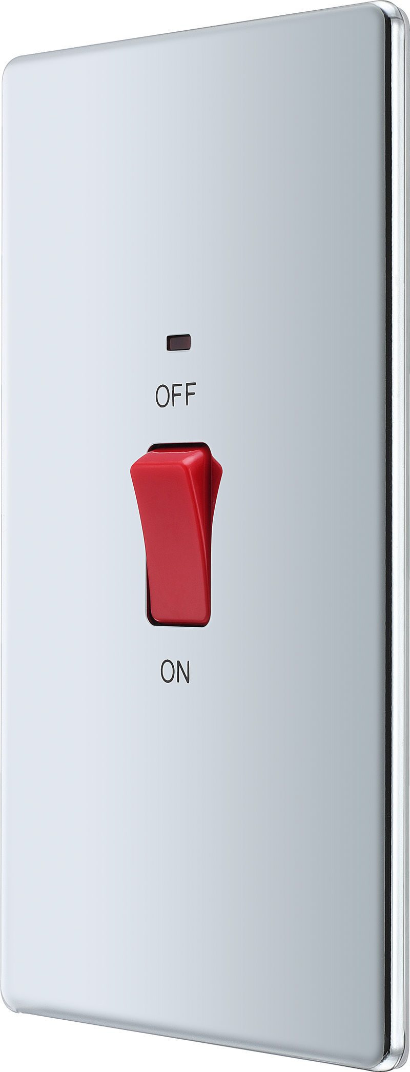 BG Electrical Flatplate Screwless Polished Chrome - 45A, double pole, large plate, with indicator