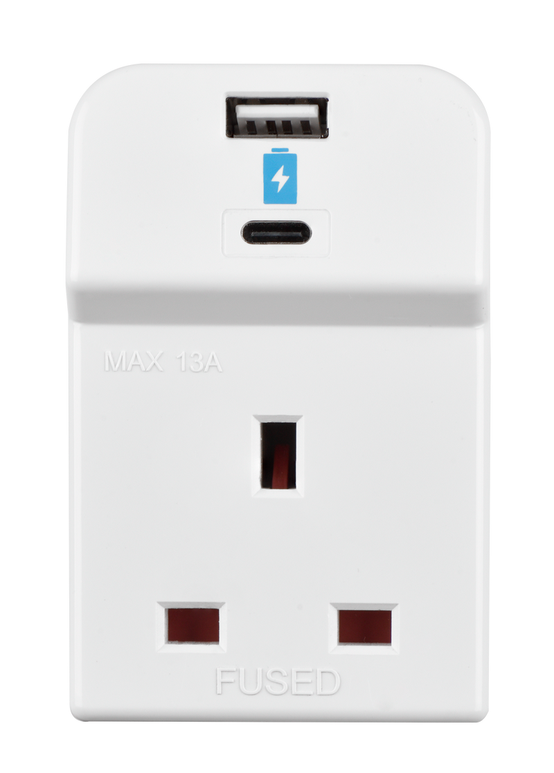 Masterplug USB - 3 Sockets, 10.5W USB A + C, White