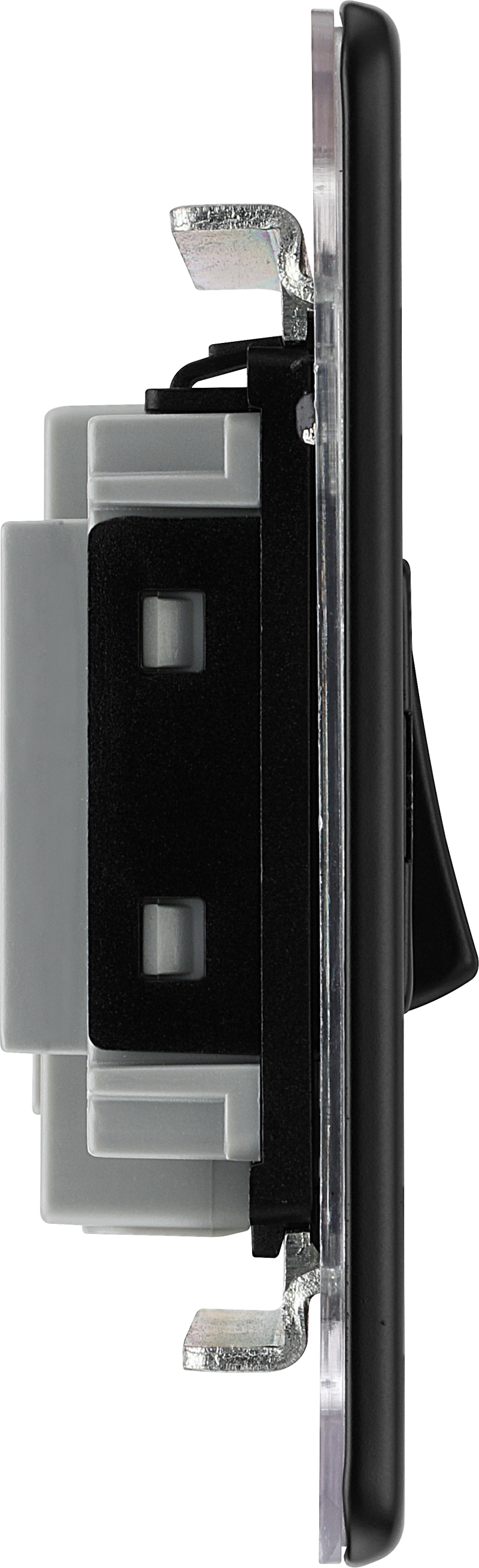 BG Electrical Flatplate Screwless Matt Black - 3 pole fan isolator, fused