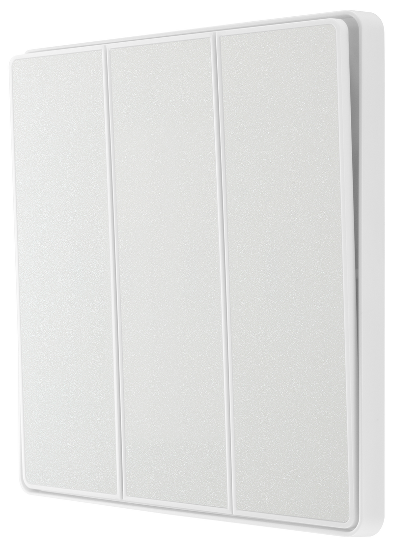 BG Electrical Evolve Pearlescent White - Triple, 2 way switch, edge rocker
