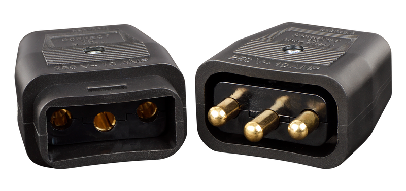 Masterplug Work - 3 Pin Connector, 10A, Black