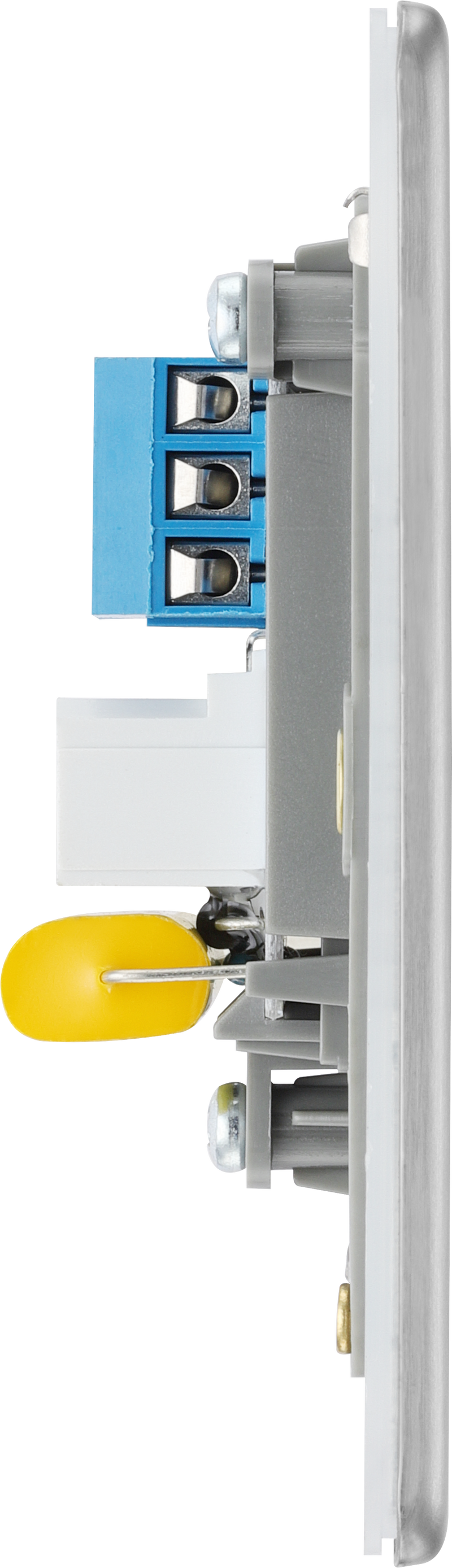BG Electrical Flatplate Screwless Brushed Steel - Single, telephone socket, master