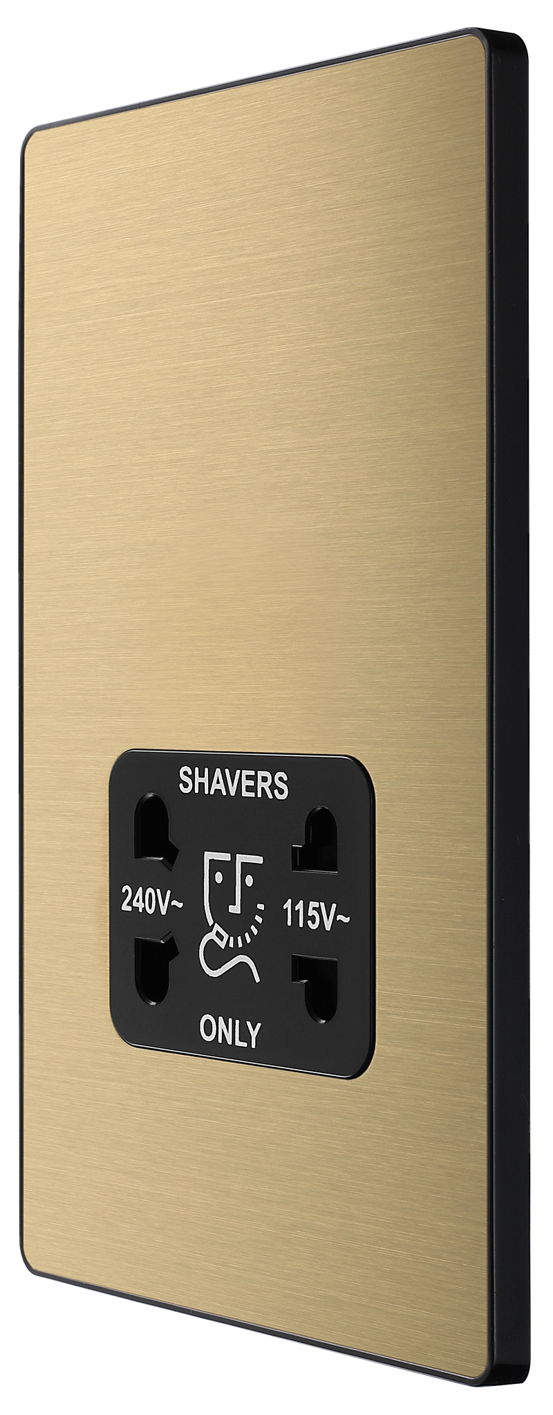 BG Electrical Evolve Satin Brass - 115/240V dual voltage shaver socket