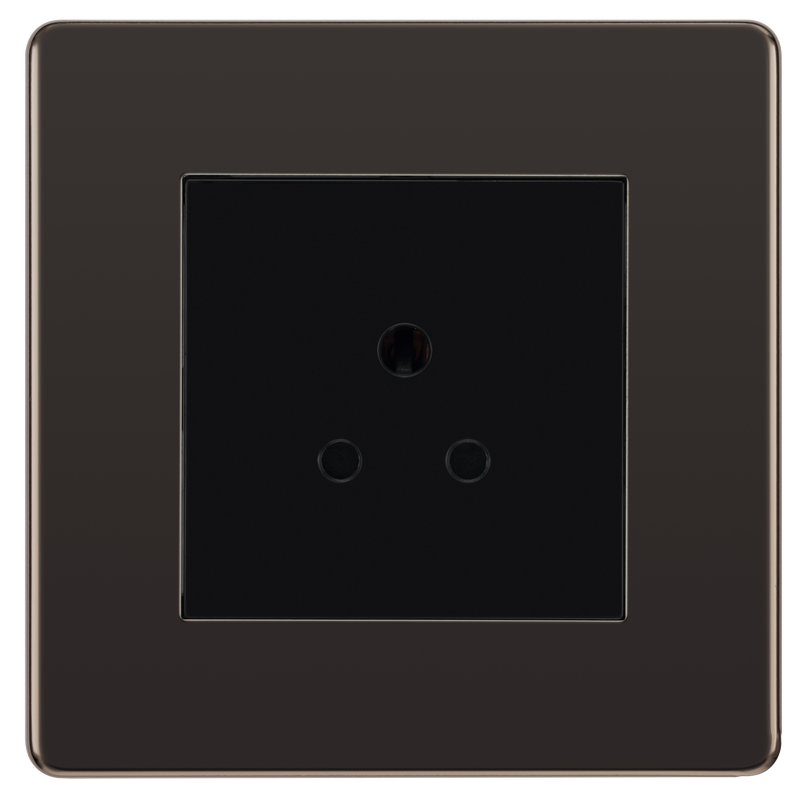 BG Electrical Flatplate Screwless Black Nickel - 2A single, unswitched, round pin