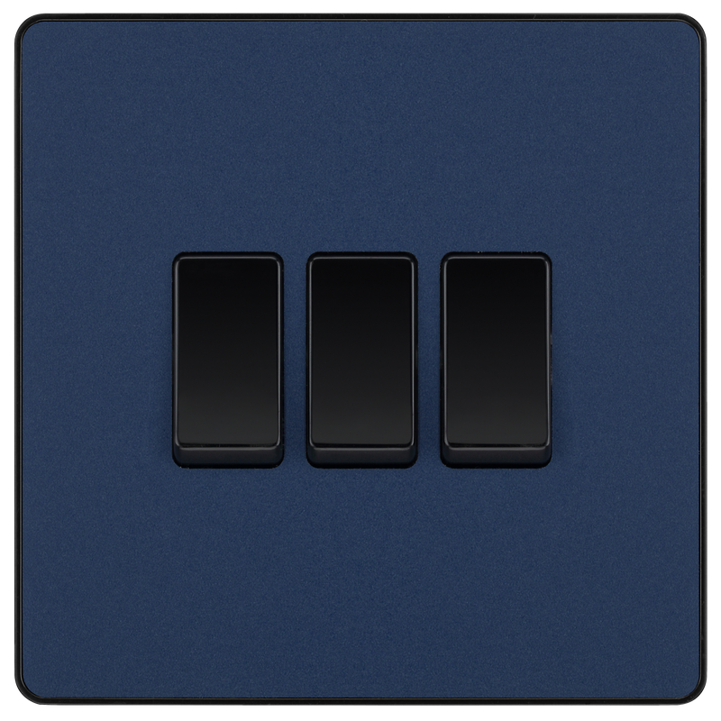 BG Electrical Evolve Matt Blue - Triple, 2 way switch