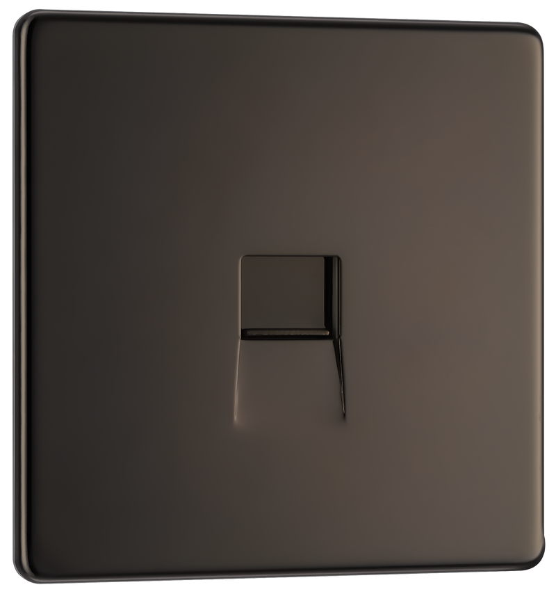 BG Electrical Flatplate Screwless Black Nickel - Single telephone socket, master