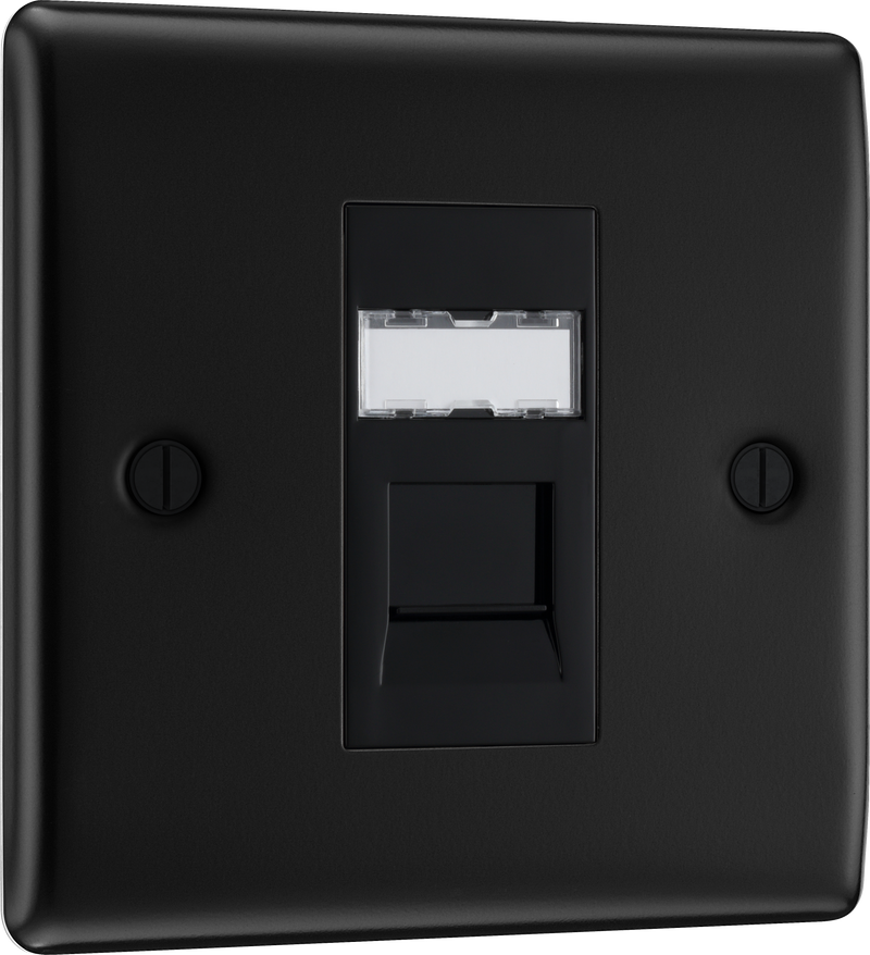 BG Electrical Nexus Metal Matt Black - Single, RJ45 data socket